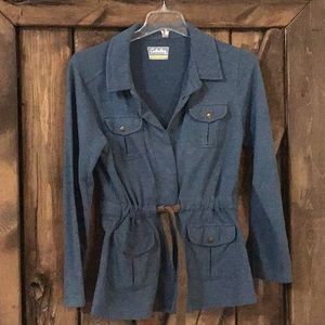 CABELAS 100% cotton smokey blue jacket button up jacket, great for springtime